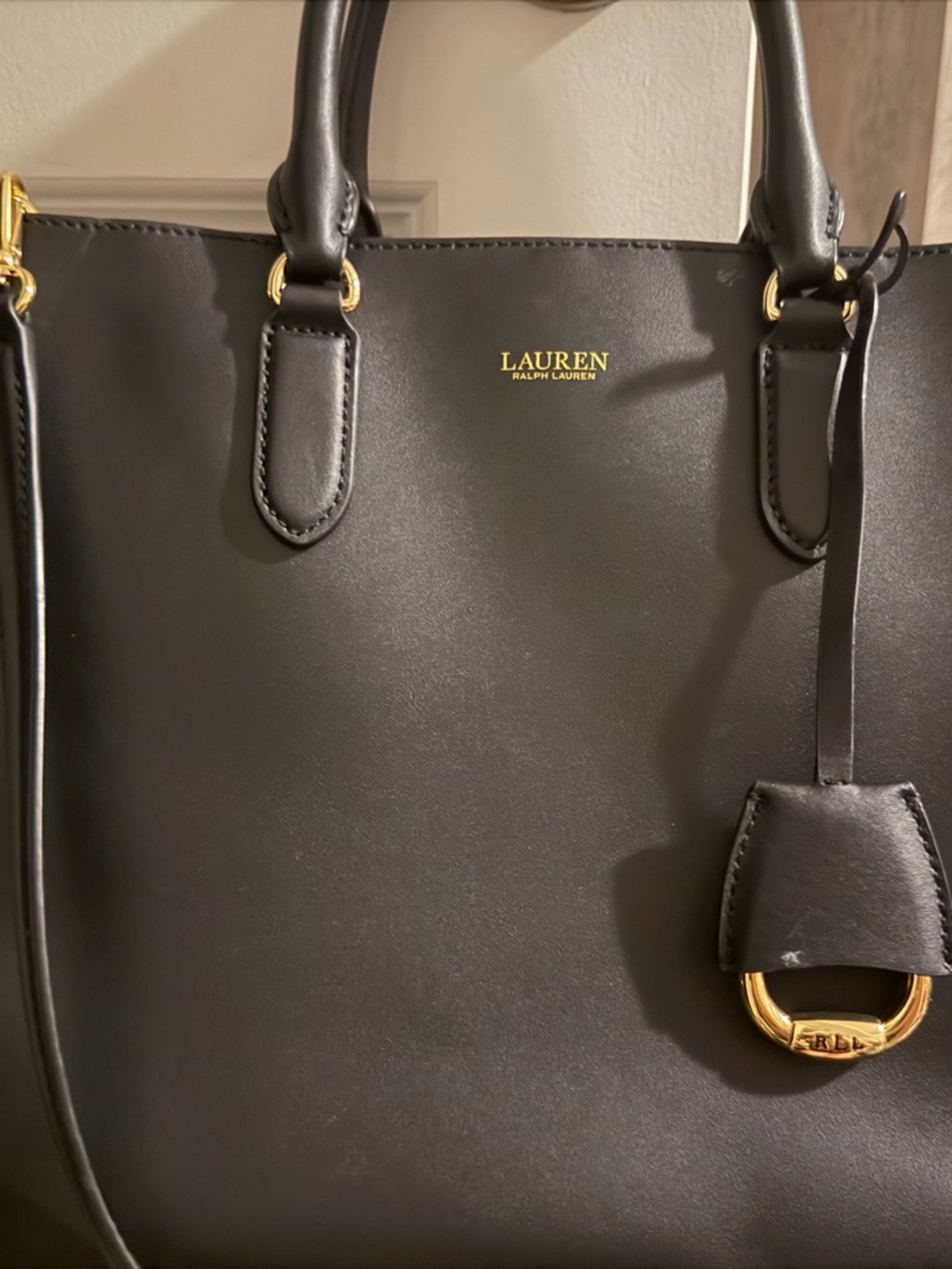 Lauren Ralph Lauren Black Tote with Gold Accents